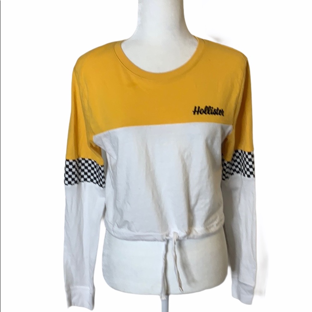 HOLLISTER Racing Checks Cropped T-shirt sz XS